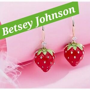 Strawberry 3D DANGLE Charm Earrings NWOT